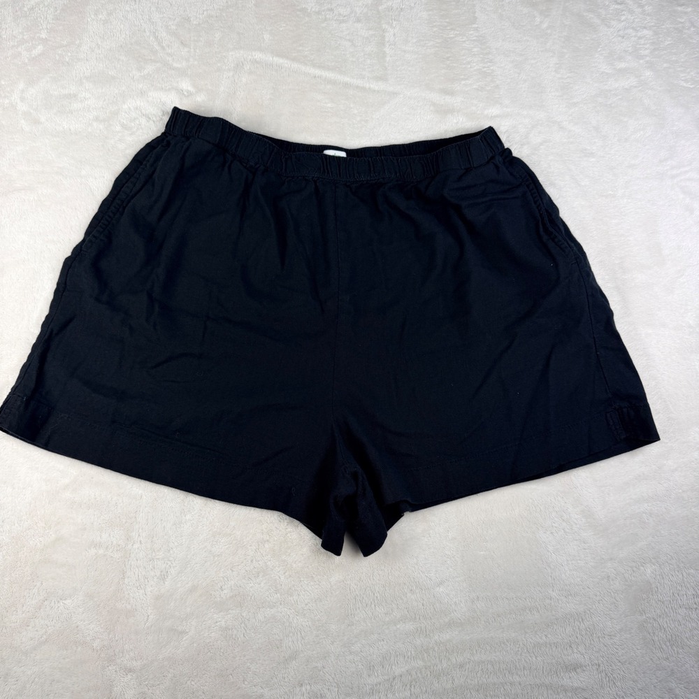 Dip Womens XL Black Linen Blend Elastic Waist Casual Shorts